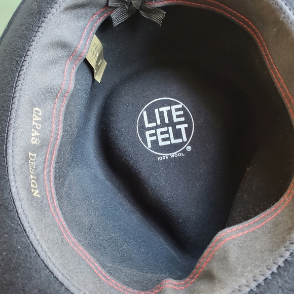 Capas Design Ladies Black Fedora Hat Lite Felt 100% Wool Size M - Picture 6 of 8